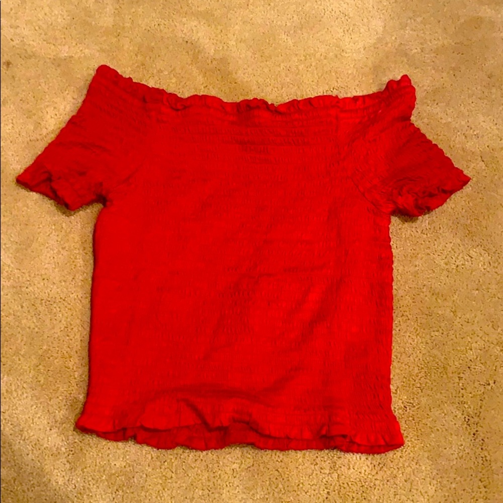 Red off the shoulder crop top from papaya